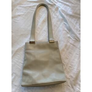 Vintage Nine West 90’s Y2K Leather Purse- Stone Color Silver hardware Retro